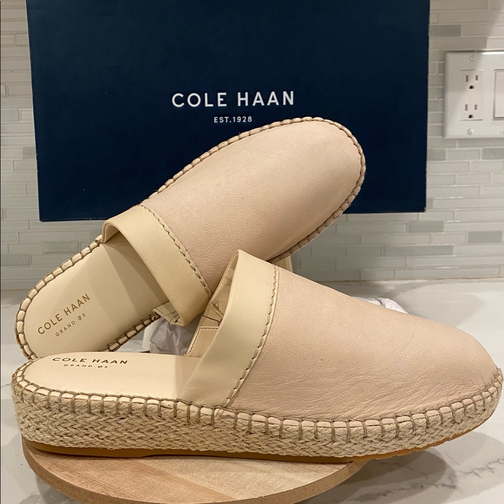 Cole Haan Nude leather mules 9.5 Cloudfeel espadrille